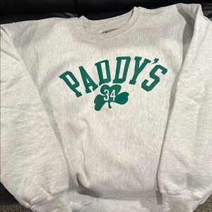 Champion Gray XL Premium Reverse Weave crewneck Sweatshirt Paddys with shamrock